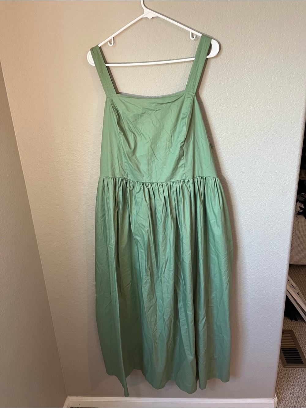Lane Bryant Size 20 Sage Green Cotton Maxi Dress Square Neck Cottagecore Coastal